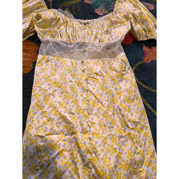 For Love & Lemons Daffodil Satin Floral Lace Mini Dress Size Medium - Picture 6 of 9